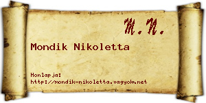 Mondik Nikoletta névjegykártya